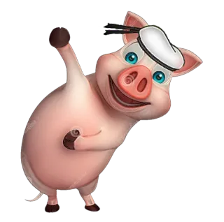 🐷 หมู, การ์ตูน, สัตว์, น่ารัก, กะลาสี, หมวก telegram sticker