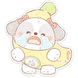 😥 anjing, pisang, menangis, sedih, imut, hewan telegram sticker