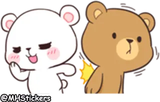 😏 @MHStickers osos, lindo, dibujos animados, pareja whatsapp sticker