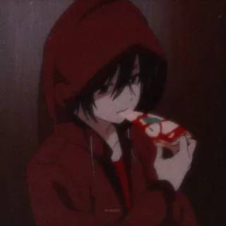 🥢 Anime, Menino, Pizza, Moletom com capuz, Comendo telegram sticker