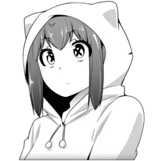 😐 Аниме, Девушка, Толстовка, Милый, Манга, Каваий telegram sticker