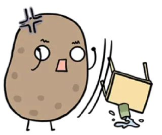 😤 potato, cartoon, angry, upset, chair, funny, kawaii telegram sticker