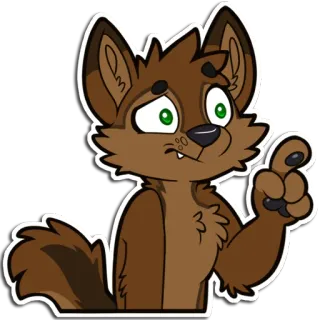 😯 furry, wolf, dog, cartoon, confused, thinking, cute, pointing telegram sticker
