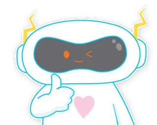 👍 roboter, cartoon, daumen hoch, herz, süß, freundlich, aufkleber whatsapp sticker