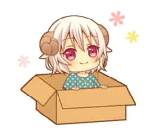 😊 Anime, Chibi, Caixa, Fofo, Garota Anime, Desenho Animado, Ilustração telegram sticker