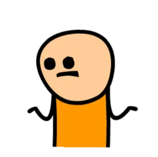 😕 卡通, 问题, 不确定, 耸肩, 橙色, 黑色, 表情, 困惑 whatsapp sticker