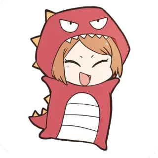 😄 dinosaurier, anime, süß, cartoon, mädchen, rot telegram sticker