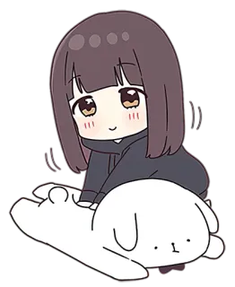 👨‍👦 anime girl, pet, cute, chibi, laying down telegram sticker