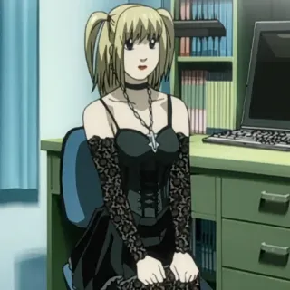 🍎 Misa Amane Death Note Anime, Death Note, Misa Amane, loira, gótico telegram sticker