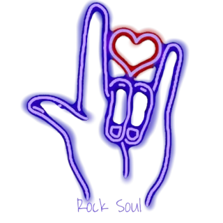 🤟 Rock & Roll Rock, Roll, Musica, Amore, Cuore, Gesto della mano, Blu telegram sticker