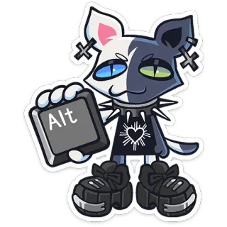 ⭐ Alt cat, alternative, emo, goth, crosses, style, cartoon telegram sticker