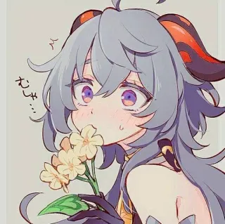 🌟 むしゃ... anime, girl, flower, cute, cartoon, drawing telegram sticker