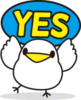 👍 YES sim, pássaro, aprovação, fofo, desenho animado telegram sticker