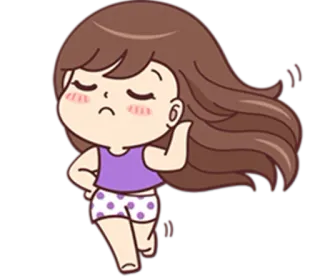 😑 Dibujo animado, Chica, Dedo corazón, Ofensivo, Gesto telegram sticker