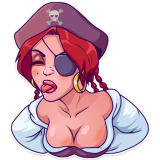 😜 Pirat, Frau, Cartoon, Weiblich, Kostüm, Figur telegram sticker