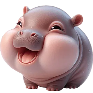 🤣 ippopotamo, animale, carino, felice, cartone animato, mammifero whatsapp sticker