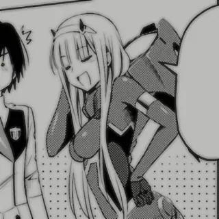 😂 Zero Two Darling in the Franxx Anime, Manga, Zero Two, Darling in the Franxx, Personnage whatsapp sticker
