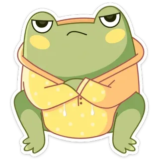 😡 katak, kartun, binatang, stiker, imut, hijau telegram sticker