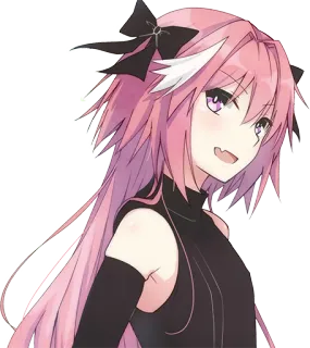 😉 Astolfo Anime, Mangá, Cabelo rosa, Personagem, Sorriso telegram sticker
