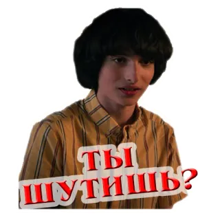 🤨 Mike Wheeler Stranger Things ТЫ ШУТИШЬ? stranger things, mike wheeler, văn bản Nga, phim truyền hình, thiếu niên telegram sticker
