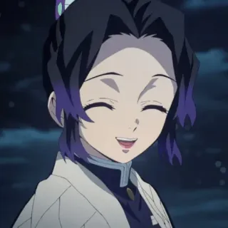 🦋 Shinobu Kocho Demon Slayer Аниме, Клинок, рассекающий демонов, Шинобу Кочо, улыбается, персонаж whatsapp sticker