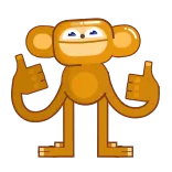 👍 monkey, thumbs up, cartoon, animal, happy, approval telegram sticker