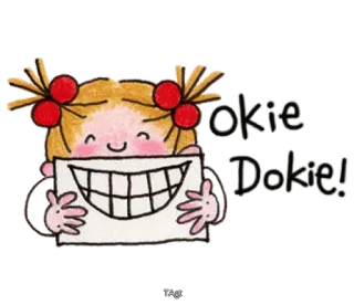 ✌️ Okie Dokie! Desenho animado, Smiley, Feliz, Saudável, Crianças, Amigável whatsapp sticker
