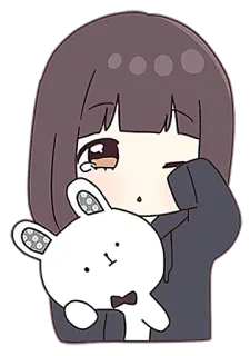 😴 anime, cartoon, girl, crying, sad, bunny, kawaii telegram sticker