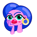 🙄 dibujos animados, mujer, personaje, cara, pendientes telegram sticker