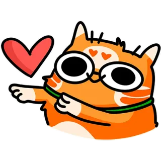 😘 고양이, 하트, 사랑, 만화, 스티커, 안경, 귀여운 telegram sticker