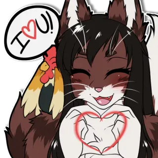 ❤ I <3 U! love, cute, heart, animal, cartoon, valentine's day telegram sticker