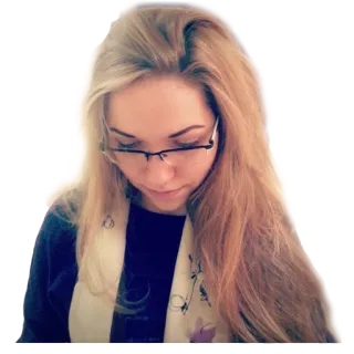 😊 femme, portrait, lunettes, cheveux blonds, femme, personne telegram sticker