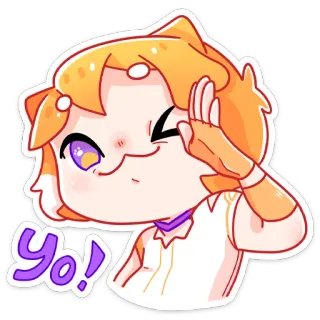 😉 yo! hoạt hình, anime, chúc mừng, dễ thương, vẫy tay whatsapp sticker