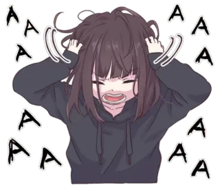 😨 AAAAAA Anime, Expressão, Frustração, Stress, Desenho animado, Chibi, Emocional telegram sticker