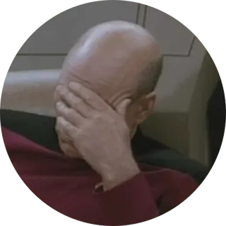 😕 Jean-Luc Picard Star Trek เอามือกุมหน้า, สตาร์เทรค, พิคาร์ด, กัปตัน, ความผิดหวัง, ความรำคาญ telegram sticker