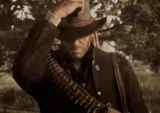 😒 Arthur Morgan Red Dead Redemption 2 cowboy, pistolet, chapeau, far west, RDR2, Arthur Morgan telegram sticker