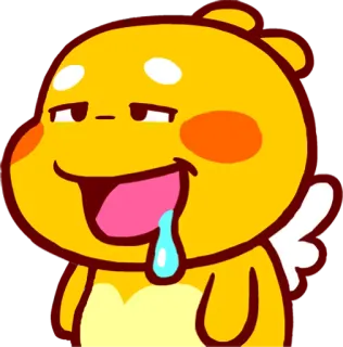 🍗 การ์ตูน, ตัวละคร, ตลก, น่ารัก, ปีกนางฟ้า, ลิ้น, สีเหลือง telegram sticker