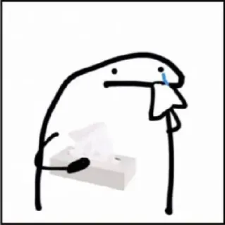 🤛 huilen, verdrietig, tranen, zakdoek, streepmannetje telegram sticker