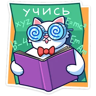 🐈 учись gato, libro, estudiando, educación, conocimiento, escuela whatsapp sticker