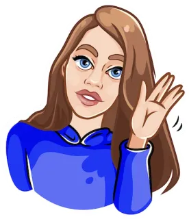 🖐 мультфильм, женщина, девушка, машет рукой, дружелюбный, иллюстрация telegram sticker