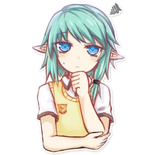 🤔 Anime, Elf, Cô gái, Hoạt hình, Hình dán telegram sticker