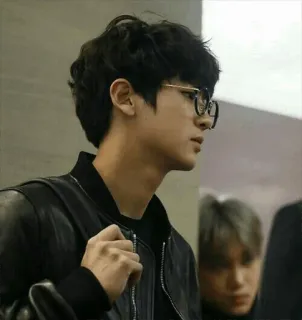 🚶 person, man, portrait, glasses, jacket, korean, asian telegram sticker