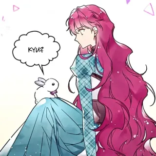 💭 KYU? anime, girl, pink hair, rabbit, cute telegram sticker