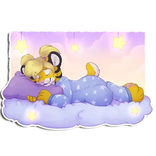 ☁️ การ์ตูน, นอนหลับ, น่ารัก, เสือ, มีขน, ชุดนอน, เมฆ, อบอุ่น telegram sticker