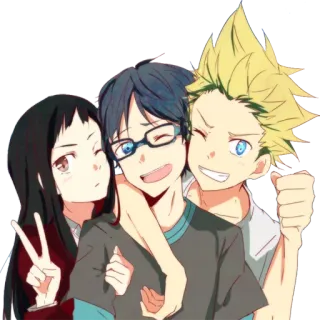 ❤️ anime, friends, group, cartoon, happy, illustration telegram sticker