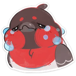 😭 Vogel, weinen, traurig, Tränen, rot, Tier, Cartoon telegram sticker