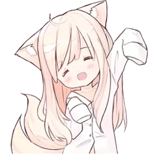 ✋️ Anime, Kawaii, Mignon, Fille chat, Fille renard, Chibi whatsapp sticker