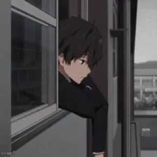 〰️ anime, boy, window, school, student, cartoon telegram sticker