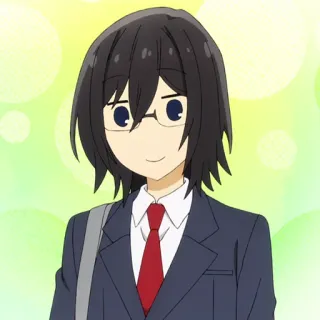 📚 Izumi Miyamura Horimiya anime, school uniform, glasses, manga, smile telegram sticker