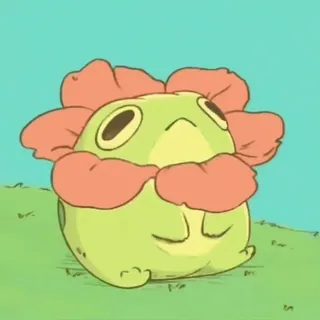 🧩 лягушка, цветок, милый, мультик, природа, растение telegram sticker